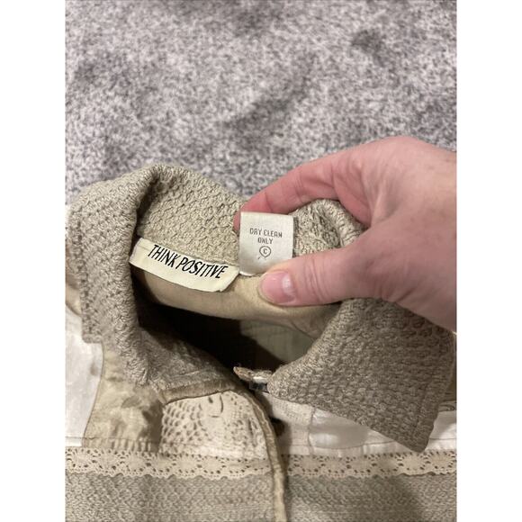 Vintage Think Positive Embellished Tapestry Lace Woven Oversized Jacket Sz Small - Picture 14 of 15